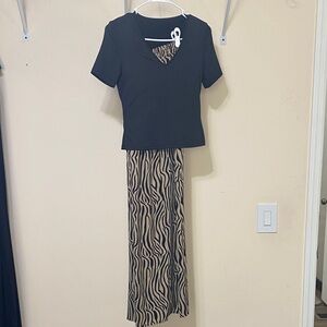 SHEIN Zebra Print Pantsuit in Black and Tan